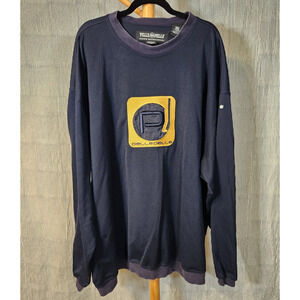 Vintage 90s Pelle Pelle 3XL $295 Navy Crewneck Sweatshirt Hip Hop Legend